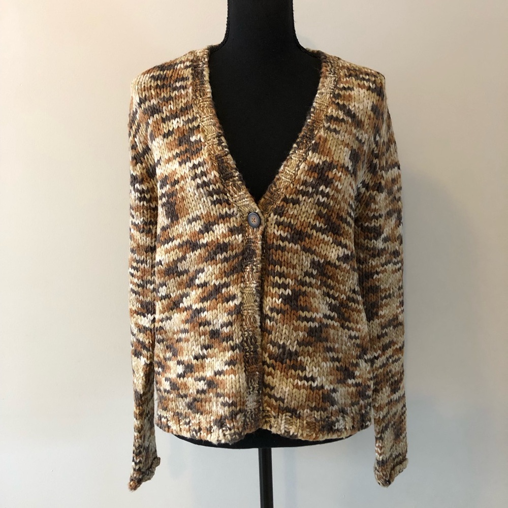 Women's Vintage Columbia Multicolour Neutral Knit Cardigan Sweater size L